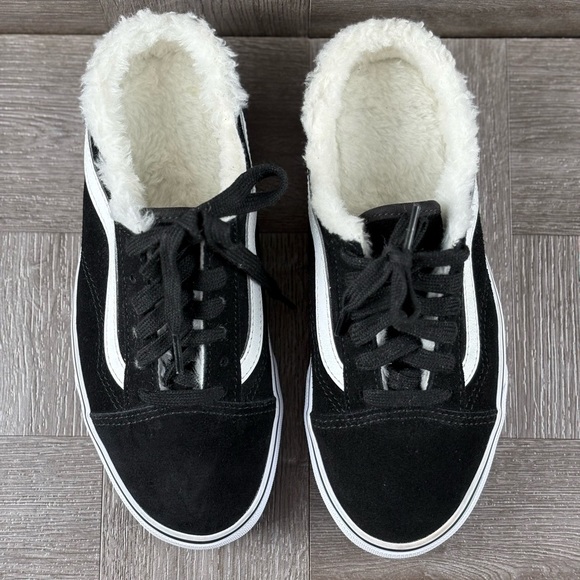 Vans Skater Old Skool Mule (Sued) Black/Sherpa Faux Fur Women’s Size 6.5 - Picture 4 of 16